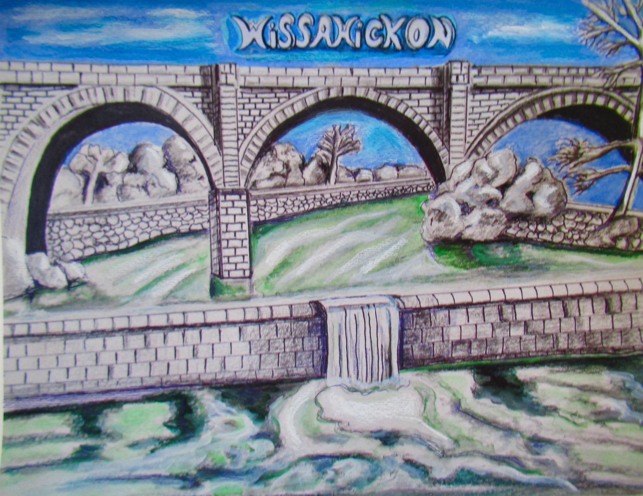 Wissahickon Falls bridge local scene — Beach Cat Artists original artwork
