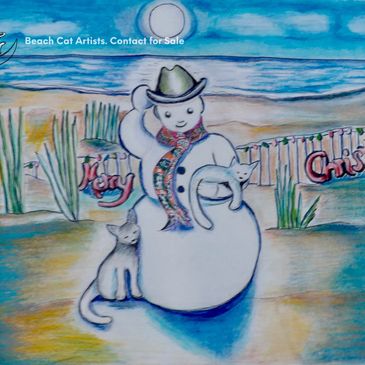 Beach Christmas card — Beach Cat Artists original artwork